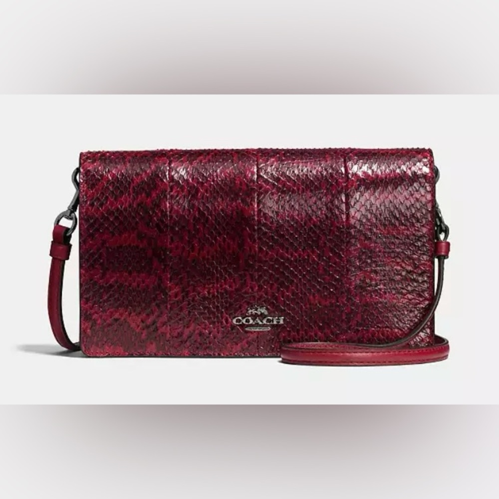 EUC COACH SNAKESKIN EMBOSSED LEATHER CROSSBODY/CLUTCH